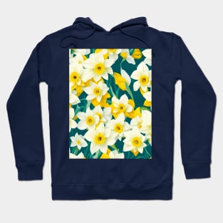 White Yellow Daffodil Field Fantasy Hoodie
